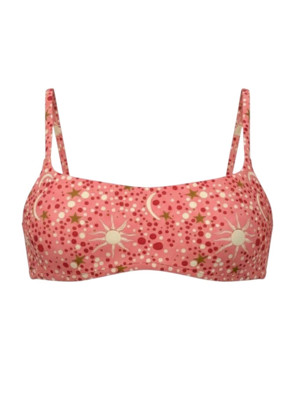 Carolina K Arianna Bikini Top Small Pink Constellation Sun Moon Stars Polka Swim